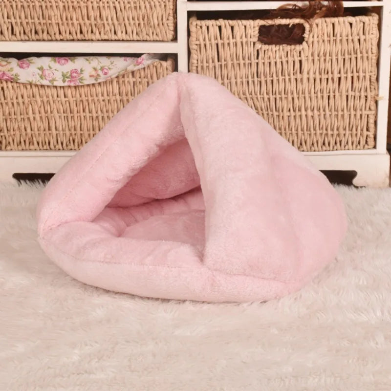 Cozy Triangle Pet Bed - Warm Plush Sleeping Bag for Dogs & Cats