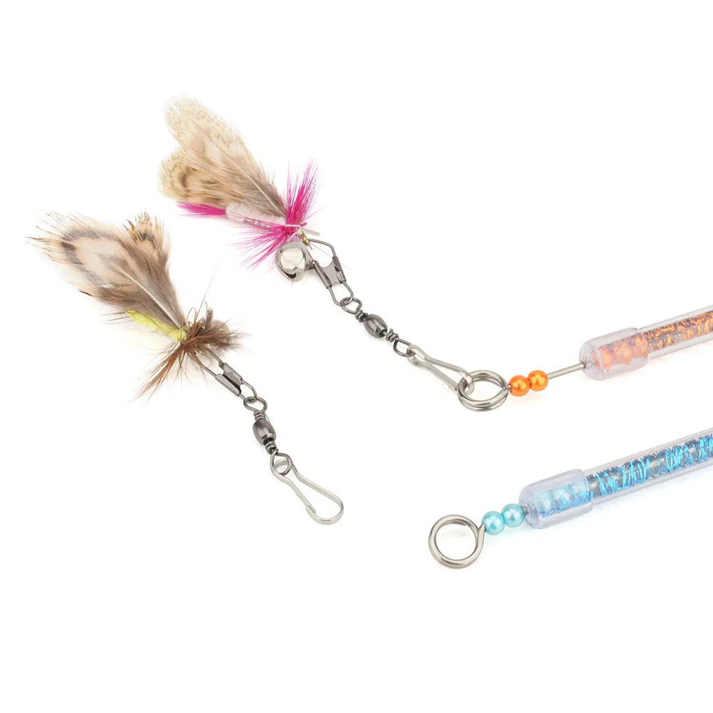 Interactive Cat Teaser Wand - Feather Rod Toy Set (5-10 pcs)