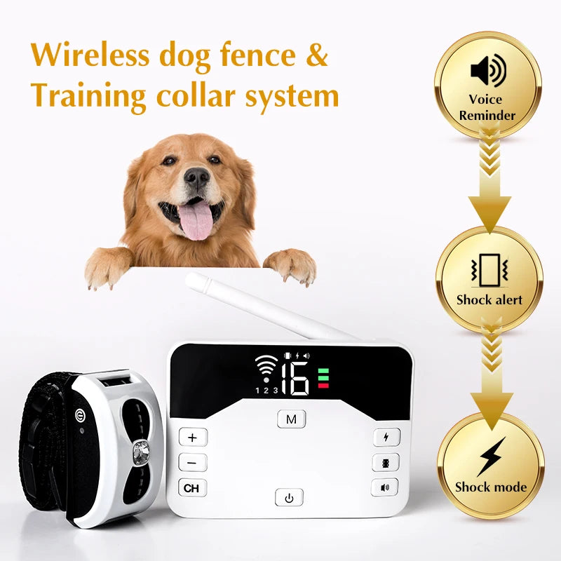 2-in-1 Wireless Dog Fence & Remote Training Collar - For All Size Puppies