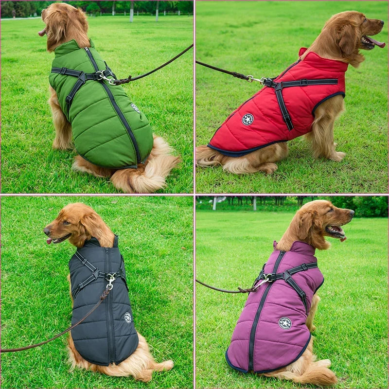Waterproof Winter Dog Jacket Vest - Warm Coat with Harness for All Sizes
