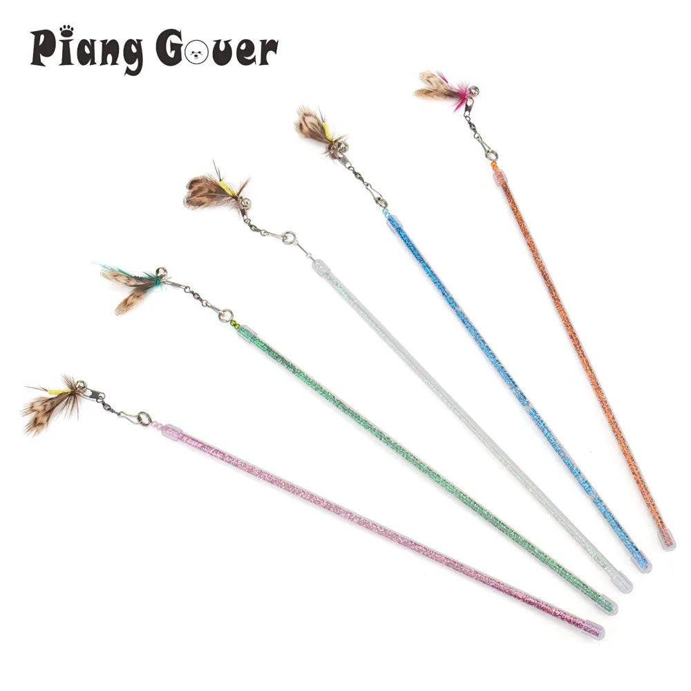 Interactive Cat Teaser Wand - Feather Rod Toy Set (5-10 pcs)