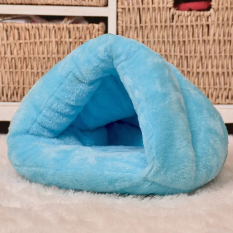 Cozy Triangle Pet Bed - Warm Plush Sleeping Bag for Dogs & Cats