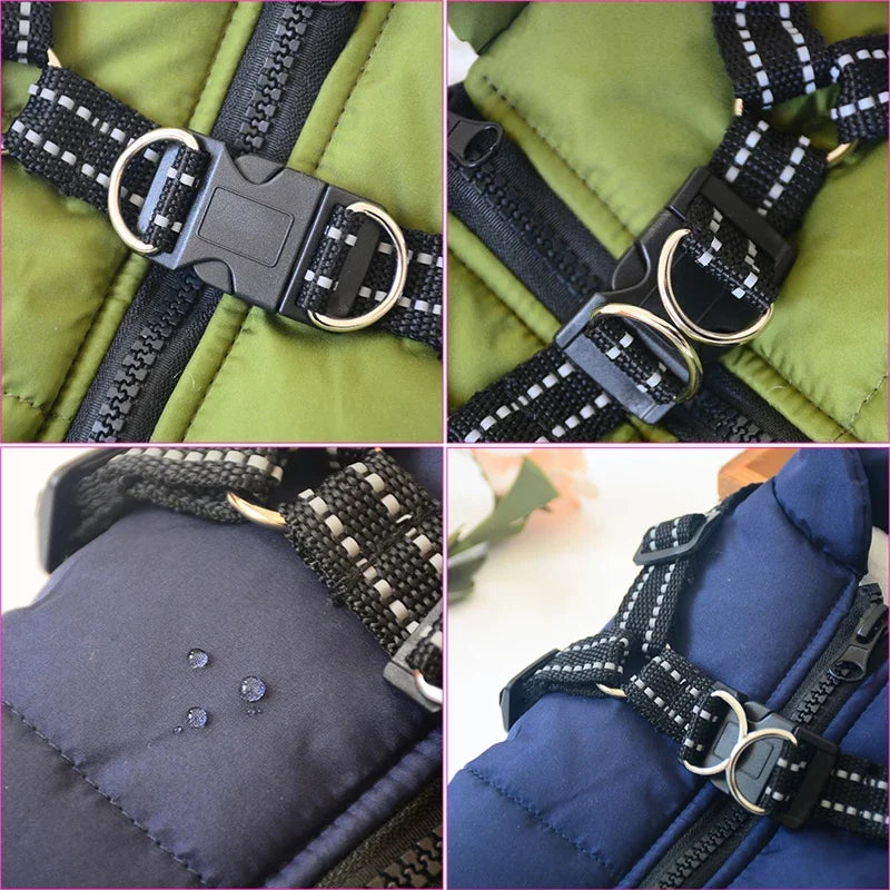 Waterproof Winter Dog Jacket Vest - Warm Coat with Harness for All Sizes