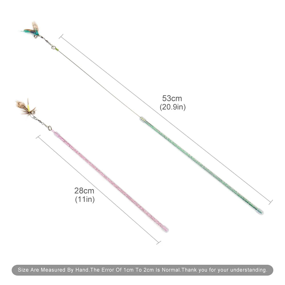 Interactive Cat Teaser Wand - Feather Rod Toy Set (5-10 pcs)