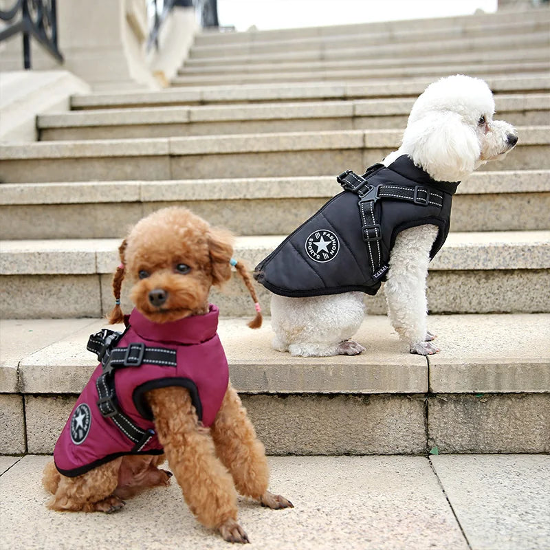 Waterproof Winter Dog Jacket Vest - Warm Coat with Harness for All Sizes