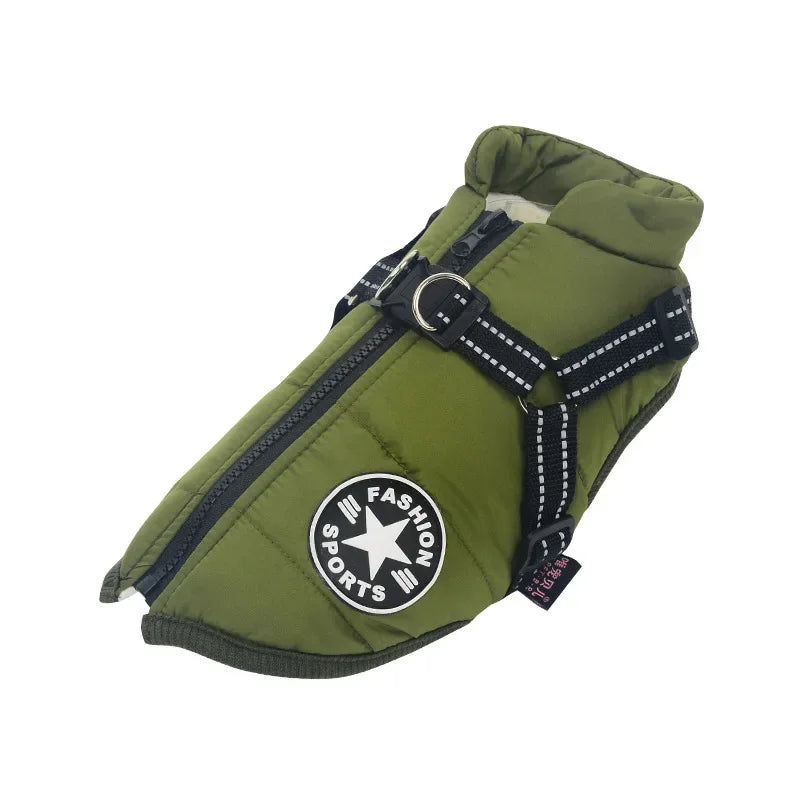 Waterproof Winter Dog Jacket Vest - Warm Coat with Harness for All Sizes