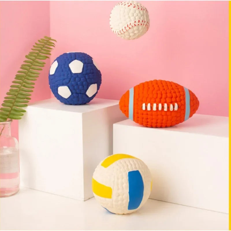 Funny Latex Dog Toy - Hot Dog Rugby Ball with Sound