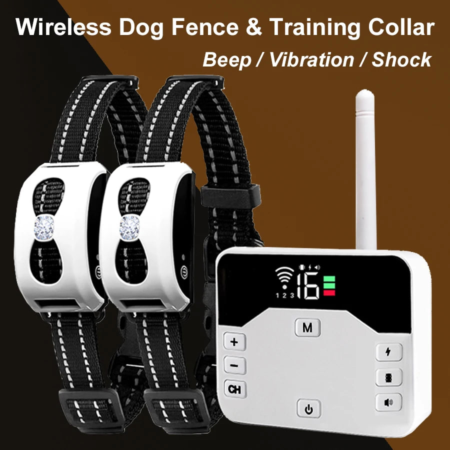 2-in-1 Wireless Dog Fence & Remote Training Collar - For All Size Puppies