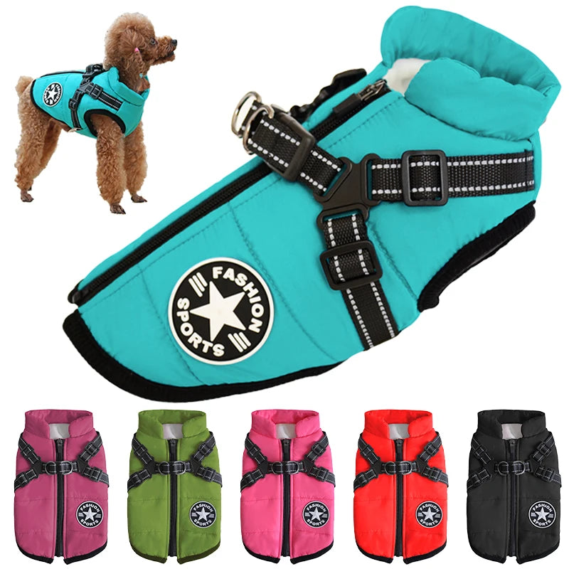 Waterproof Winter Dog Jacket Vest - Warm Coat with Harness for All Sizes