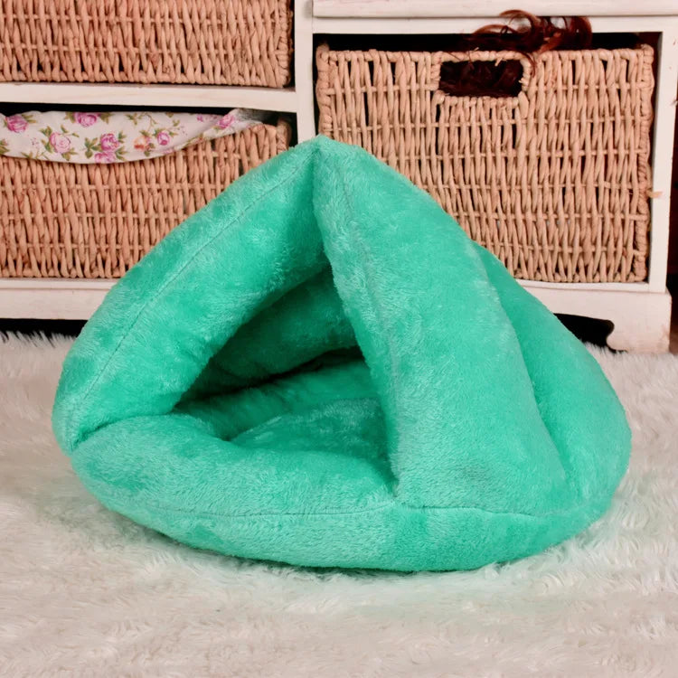 Cozy Triangle Pet Bed - Warm Plush Sleeping Bag for Dogs & Cats