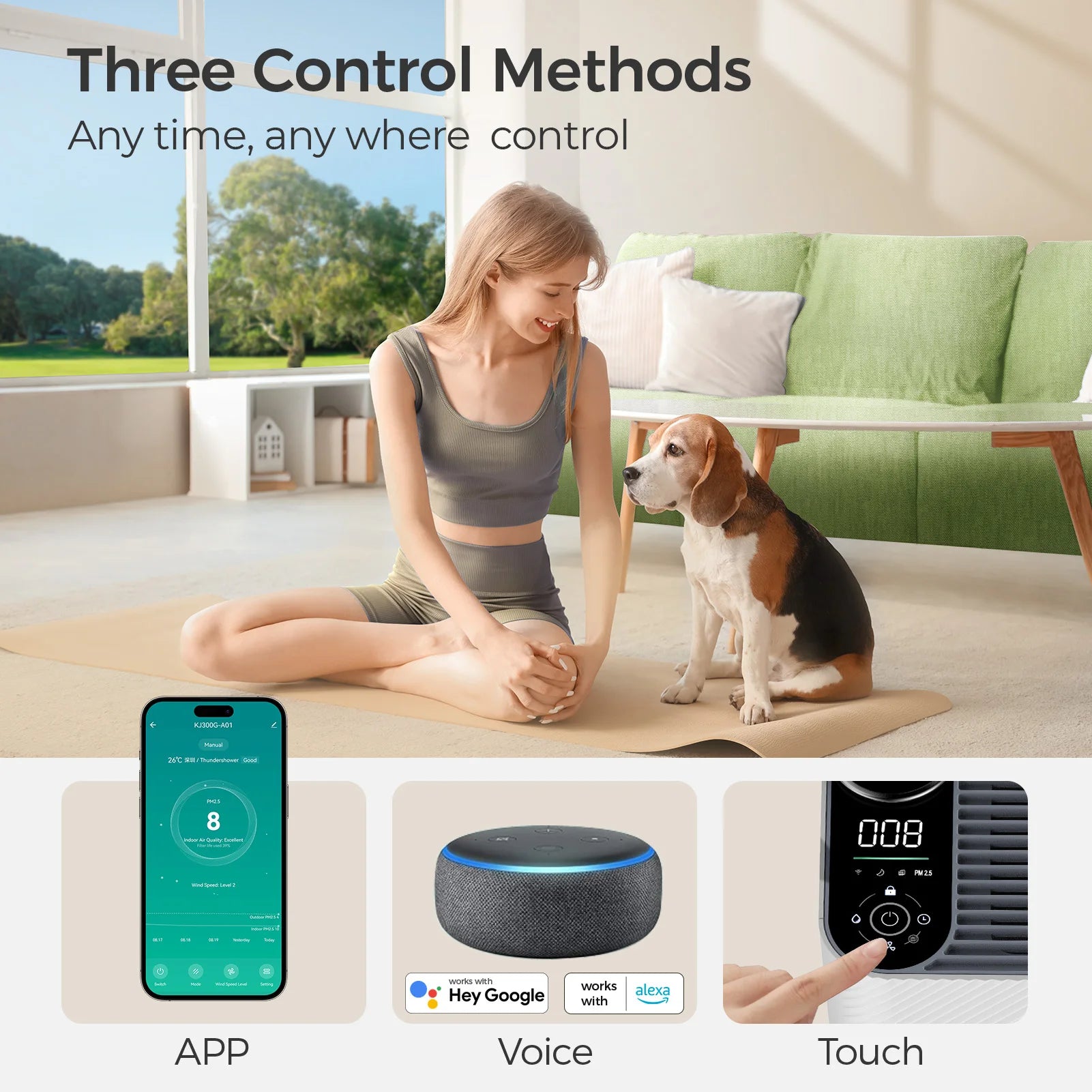 Air Purifier & Humidifier Combo - For Home Allergies, Pets & Dust